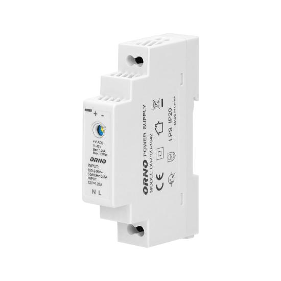 Imagine SURSA 15W, INTRARE 100-230VAC, IESIRE 1.25A, 12VDC, IP20, PE SINA, 1MD, OR-PSU-1642