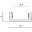 Imagine PROFIL ALUMINIU PENTRU BANDA LED, L=2M, + DISPERSOR + 2 CAPACE + 3 CLEME PRINDERE