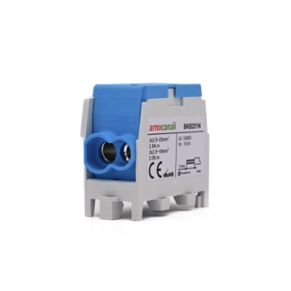Imagine BLOC DISTRIBUTIE 1P, (2*25+2*16)MMP/4GAURI, CU-AL, 100A, ALBASTRU,