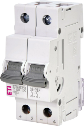 Imagine DISJUNCTOR MCB 2P, C 50A, VDC, 2MD, 10KA, ETIMAT P10-DC