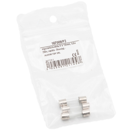 Imagine SIGURANTA FUZIBILA, FI 5 *20MM, 5.0A 250V, RAPIDA - 3BUC/PG